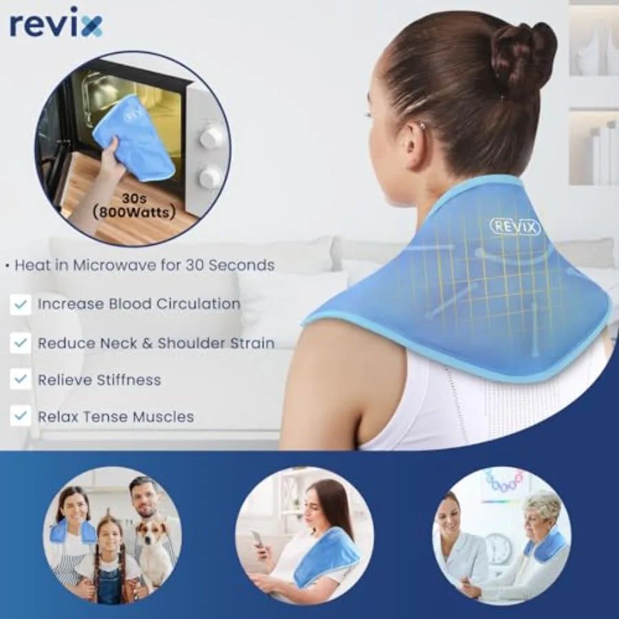 Neck Ice Pack Wrap Reusable Hot Cold Gel Pack for Neck and Shoulder, Large Flexible Design with Soft Plush Lining, Cervical Gel