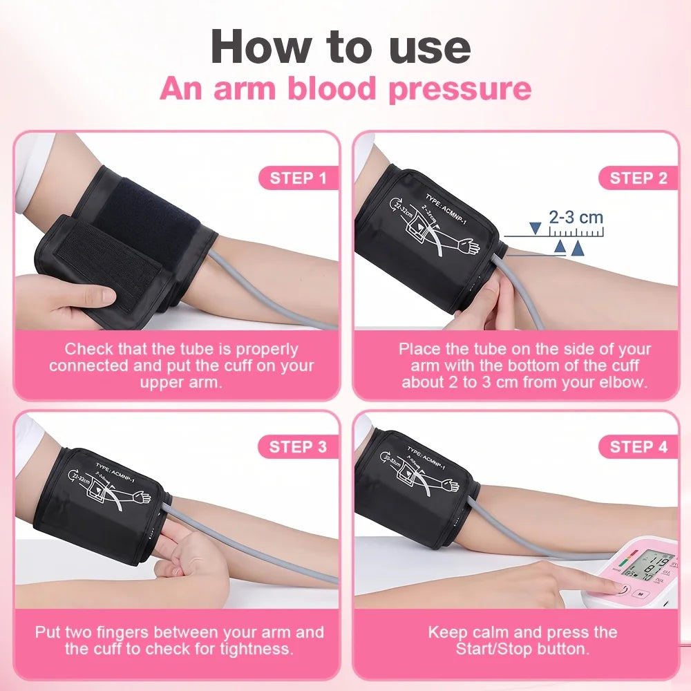 Digital Upper Arm Blood Pressure Monitor With Heart Rate Display