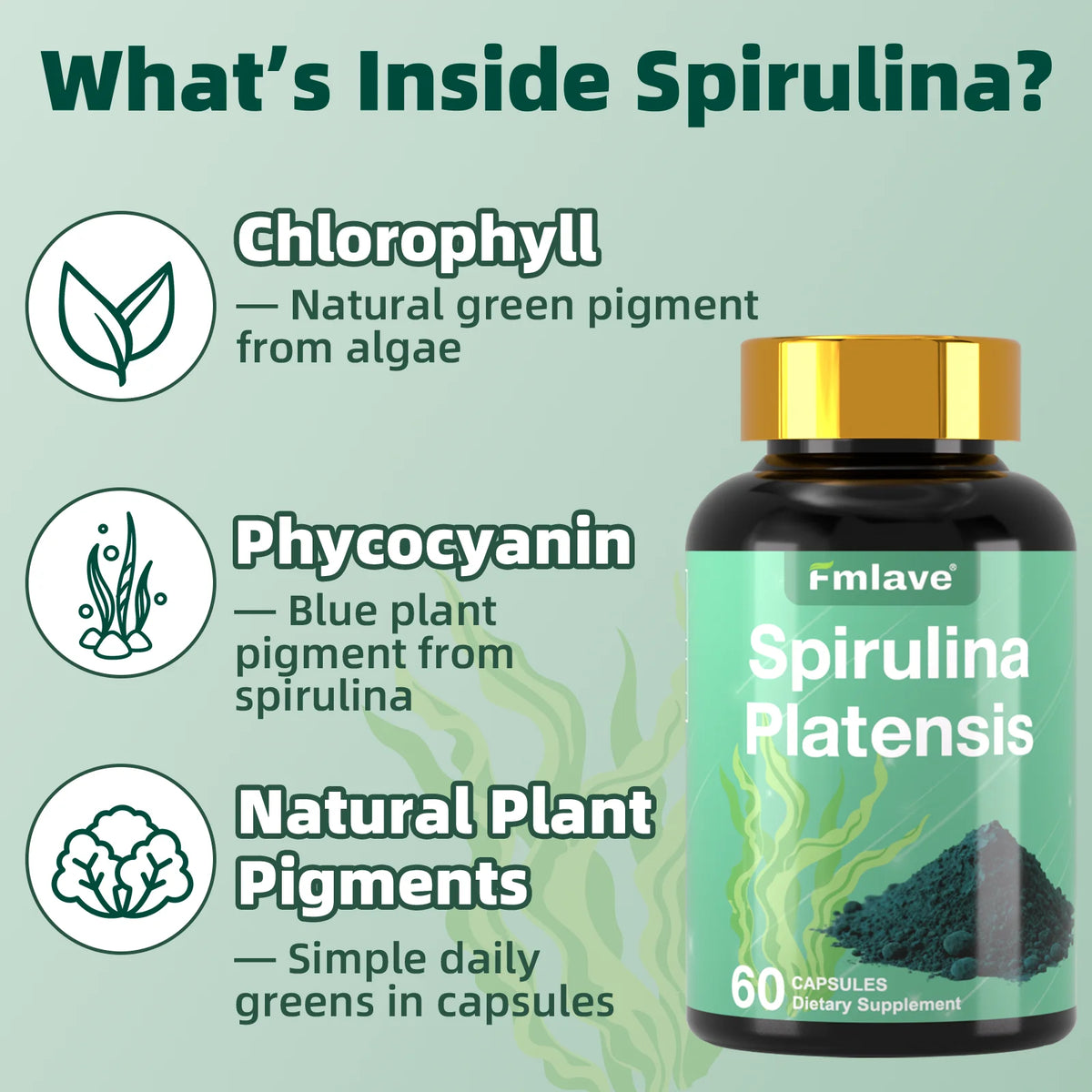 FMLAVE Organic Spirulina Blue Green Algae Supplement Energy Support