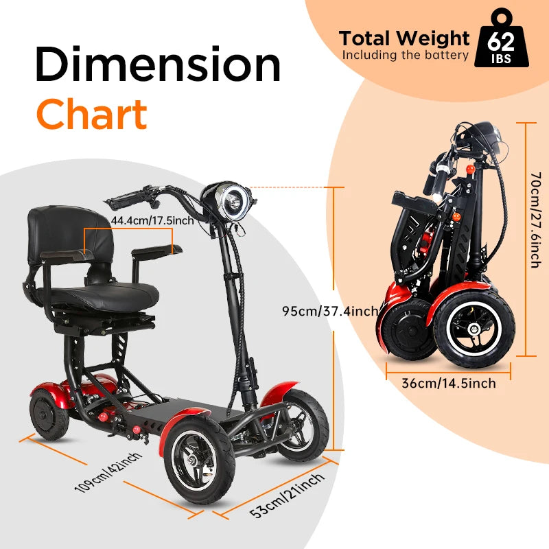 LELEKUAI Folding 4-Wheel Mobility Scooter For Seniors And Adults