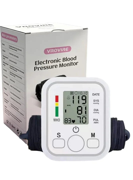 Digital Upper Arm Blood Pressure Monitor With Heart Rate Display