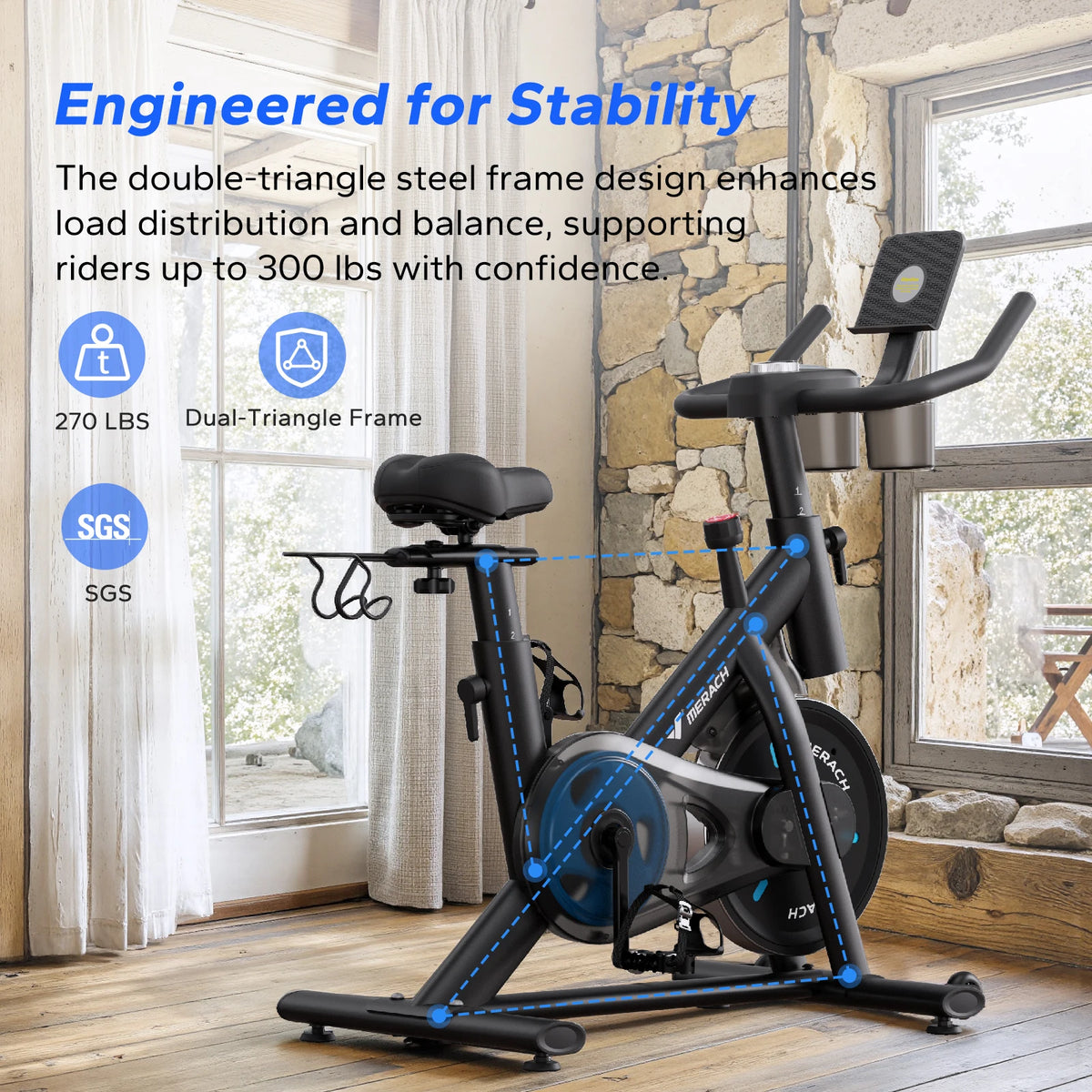 MERACH Magnetic Indoor Exercise Bike With Exclusive App For Fitness