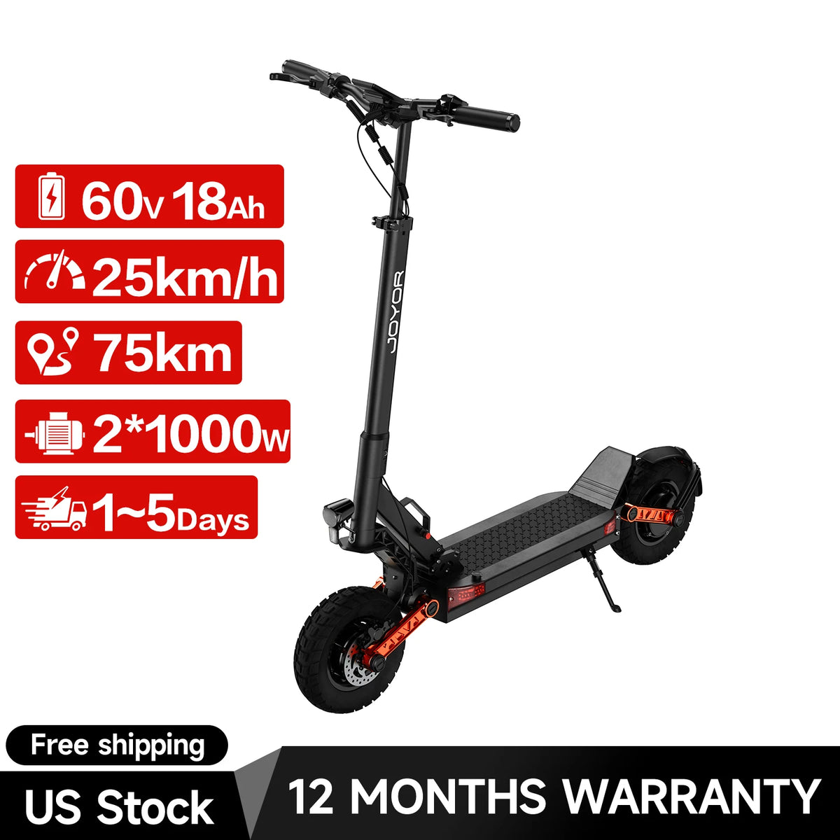 Joyor S10 Folding Electric Scooter Dual 1000W Motors 60V 18Ah