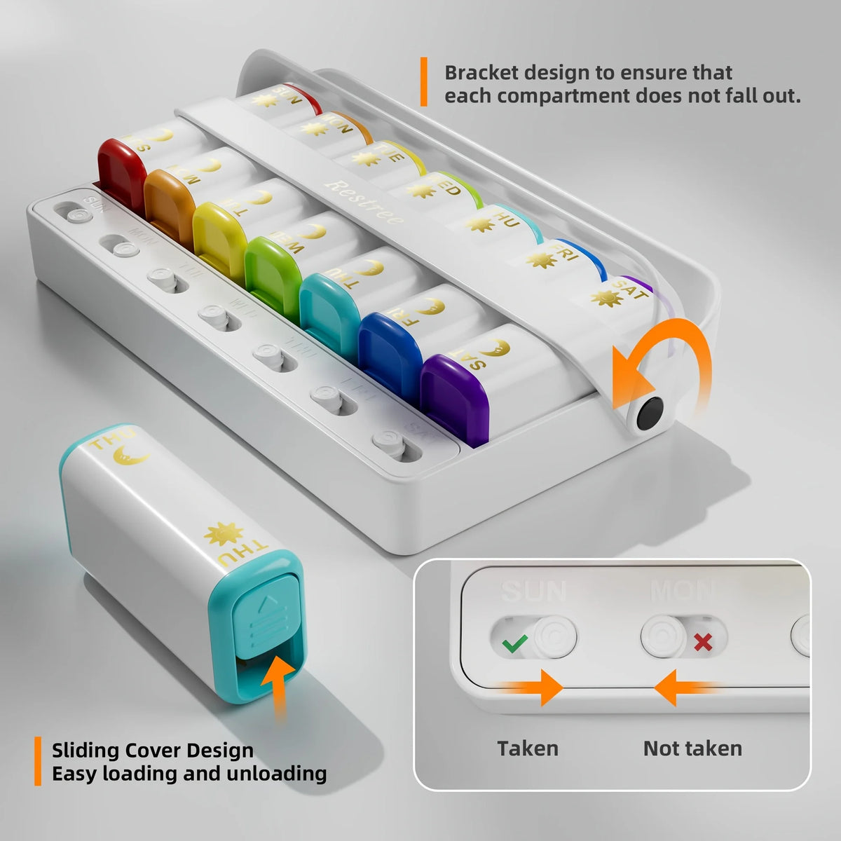 Weekly Pill Organizer Two Time a Day, 7 Day Travel Pill Box, Daily Medicine Organizer, AM&PM Portable Pill Case