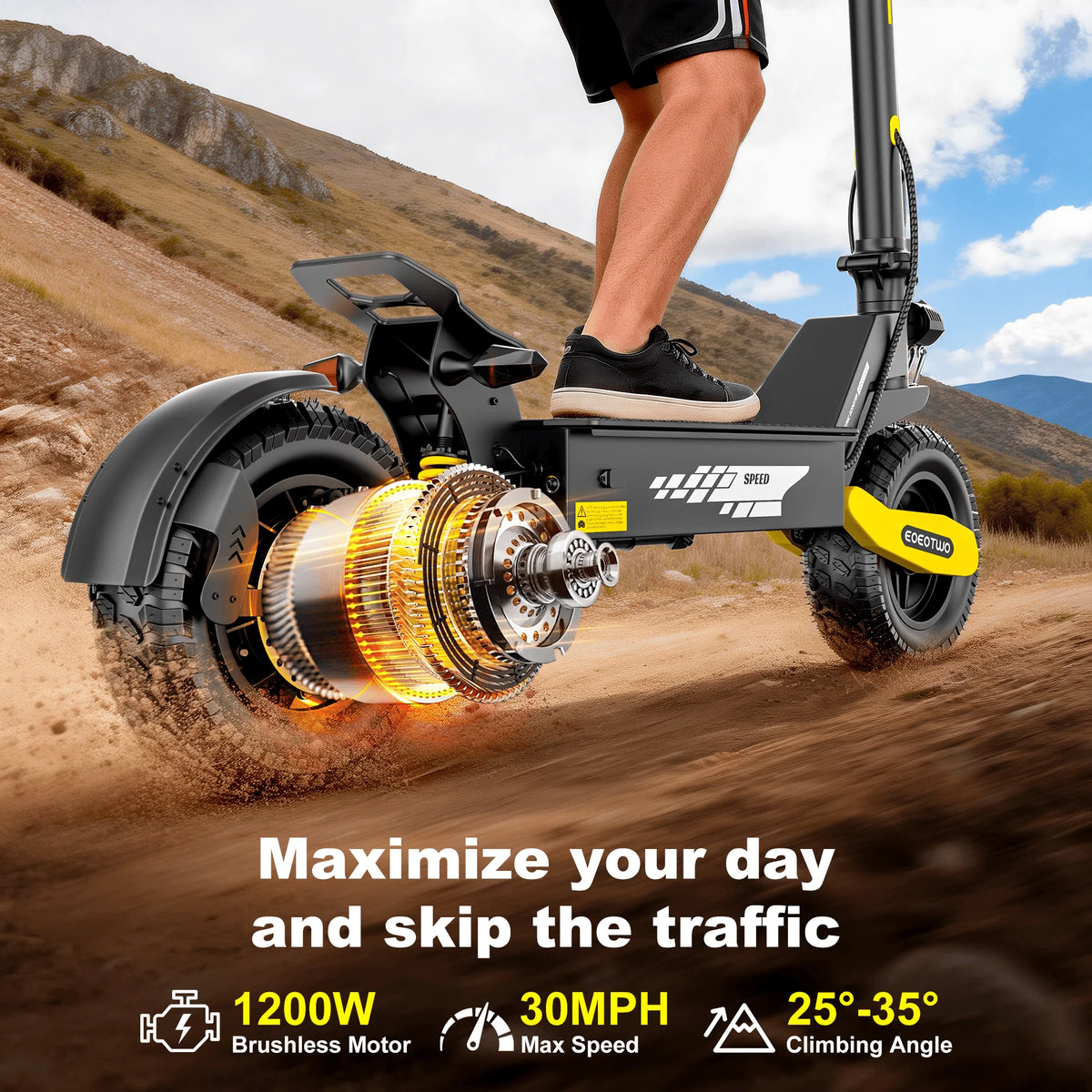 EOEOTWO 1200W Off Road Electric Scooter Foldable For Adults 48V