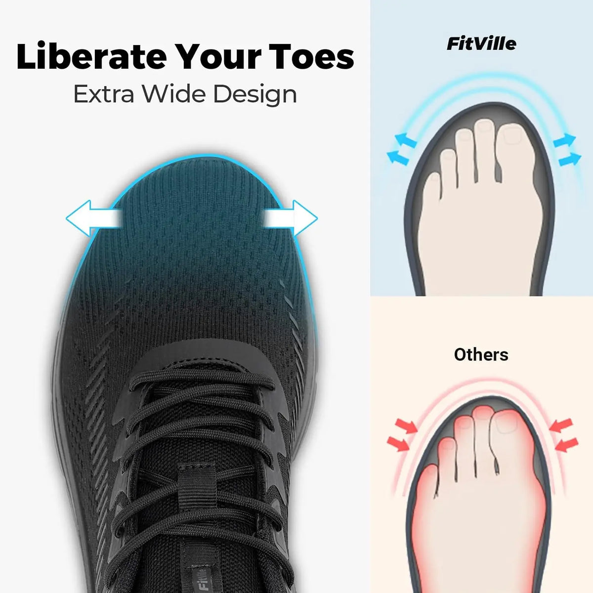 FitVille Men's Orthopedic Walking Sneakers for Foot Pain Relief