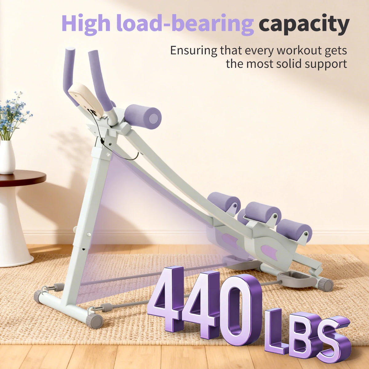 Abdominal Curling Exercise Machine Dual Track Foldable Home Gym Trainer