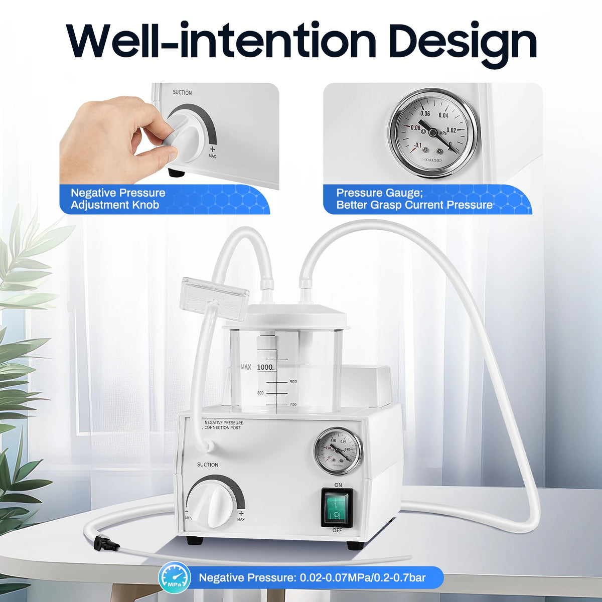 Medical Suction Machine, Portable Phlegm Aspirator for Hospital & Home Care,Mucus Suction PumpOral Throat Secretion Removal