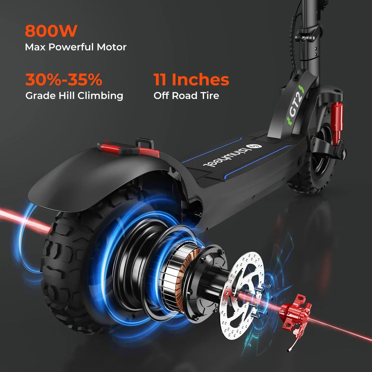 GT2 Electric Scooter 1000W 48V Foldable Off Road 11 Inch
