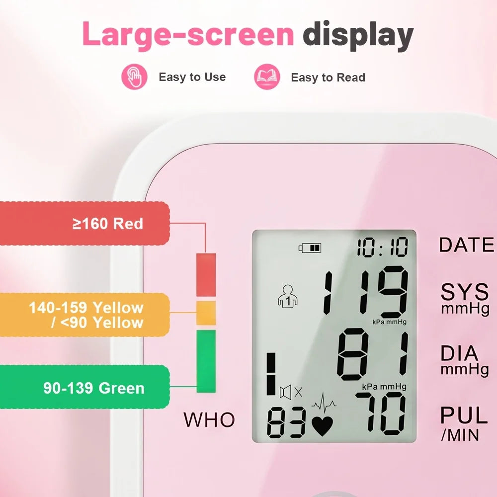 Digital Upper Arm Blood Pressure Monitor With Heart Rate Display