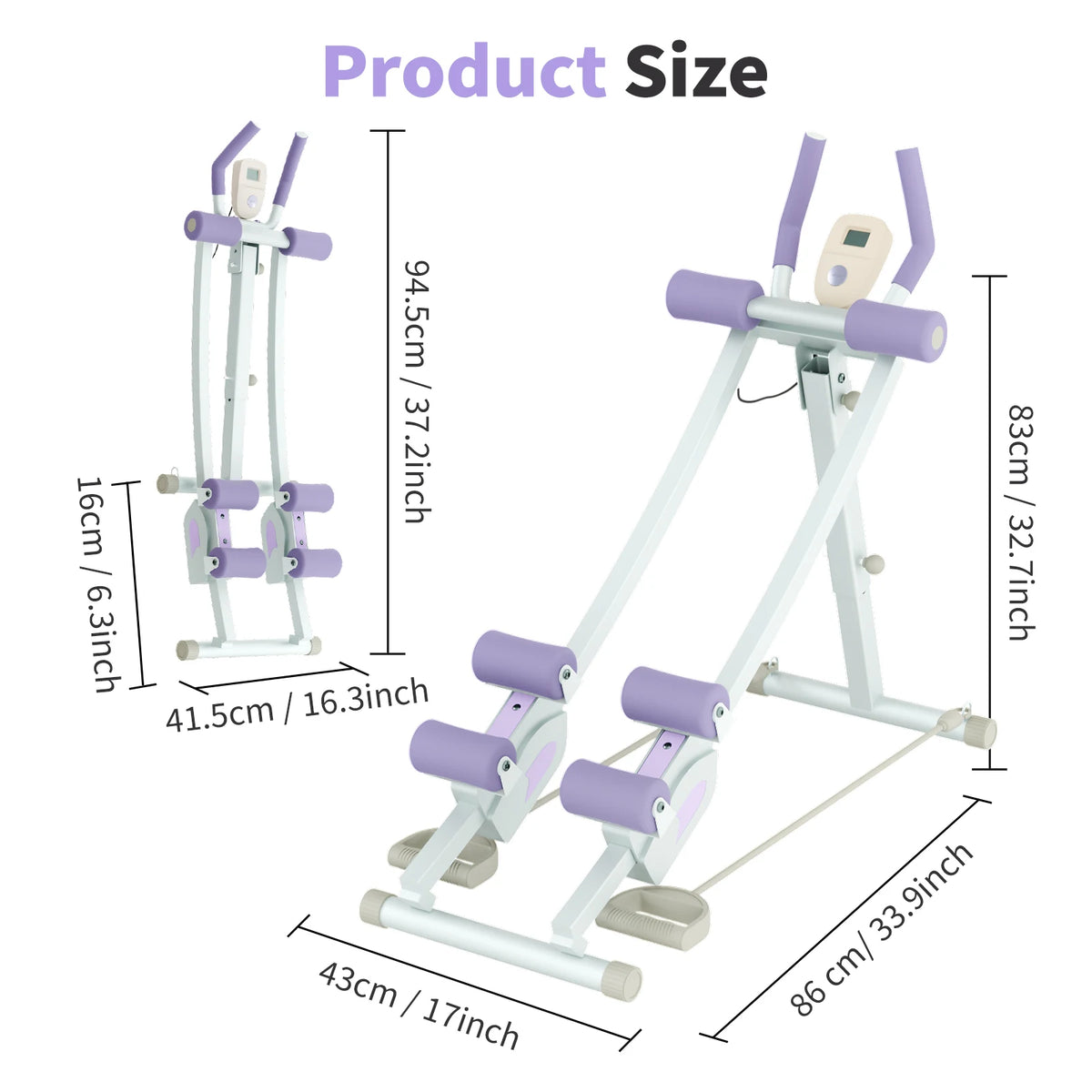 Abdominal Curling Exercise Machine Dual Track Foldable Home Gym Trainer