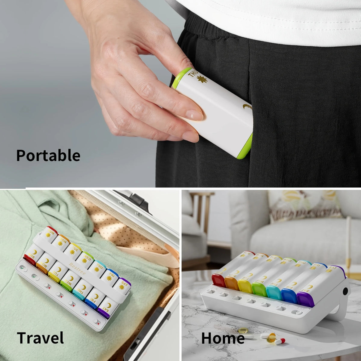 Weekly Pill Organizer Two Time a Day, 7 Day Travel Pill Box, Daily Medicine Organizer, AM&PM Portable Pill Case