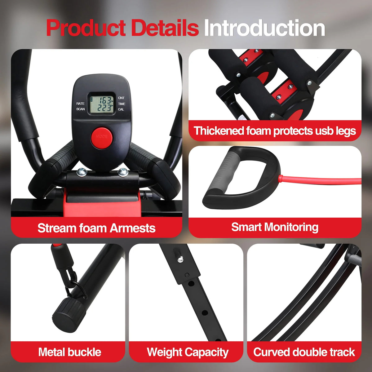 Abdominal Curling Exercise Machine Dual Track Foldable Home Gym Trainer