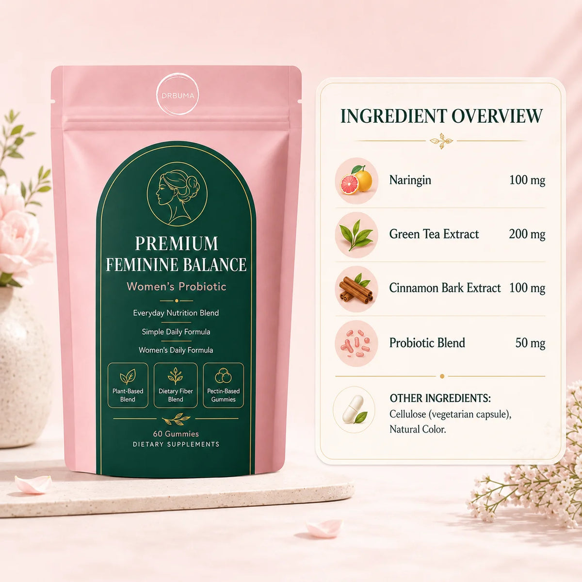 Plant-Based Probiotic Nutritional Gummies With Dietary Fiber And Pectin