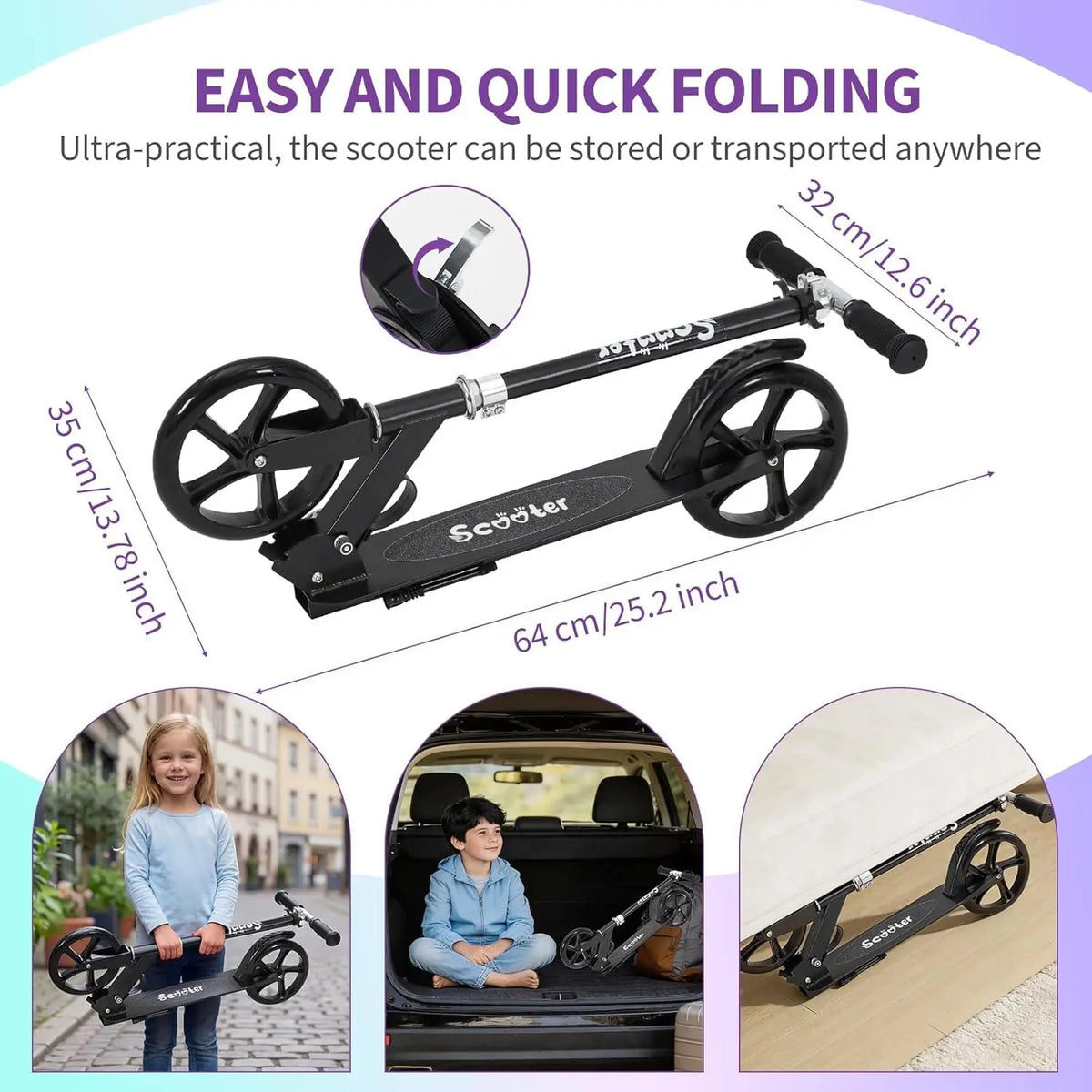 HiMISS Urban Ride Kick Scooter for Kids Teens Foldable Aluminum