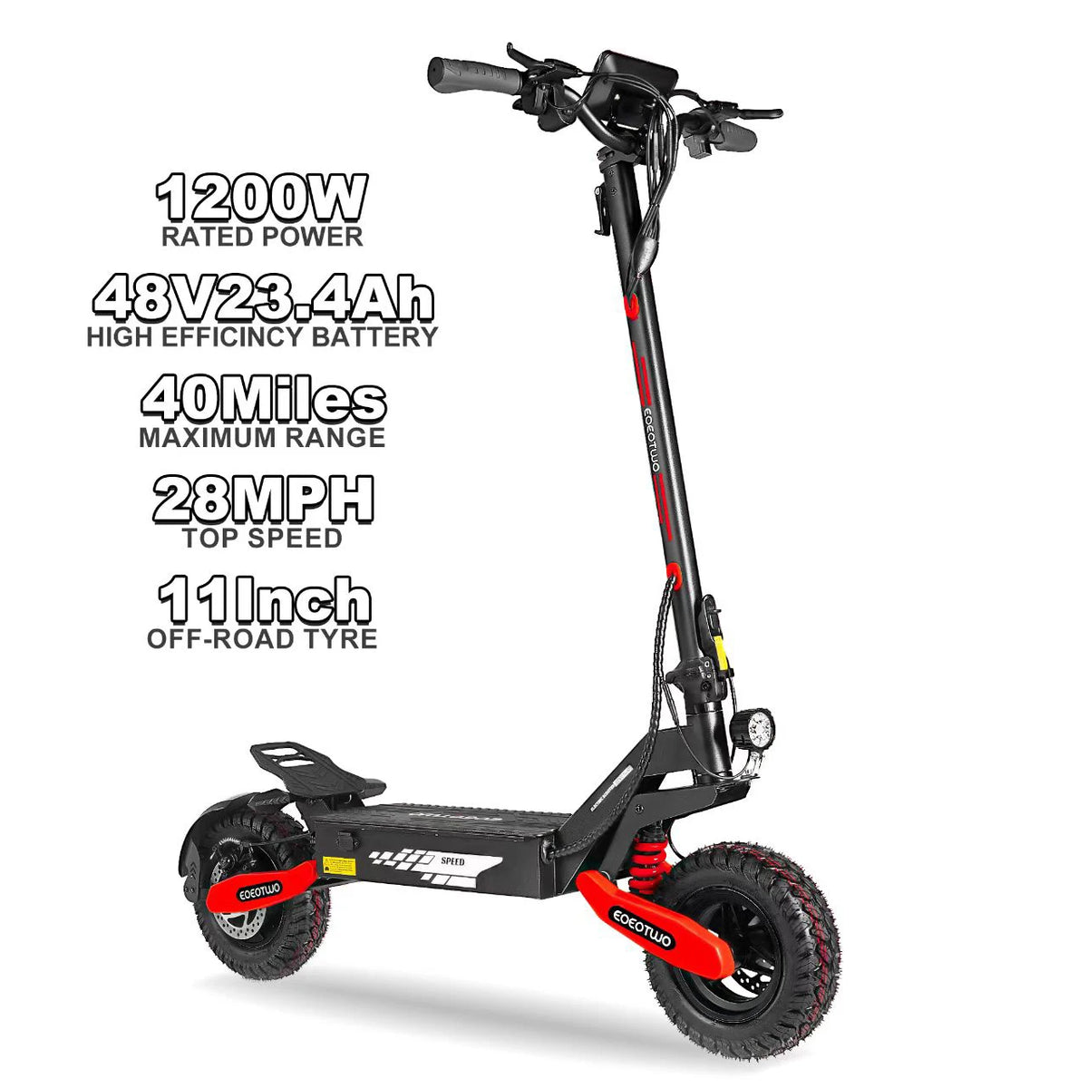 EOEOTWO 1200W Off Road Electric Scooter Foldable For Adults 48V