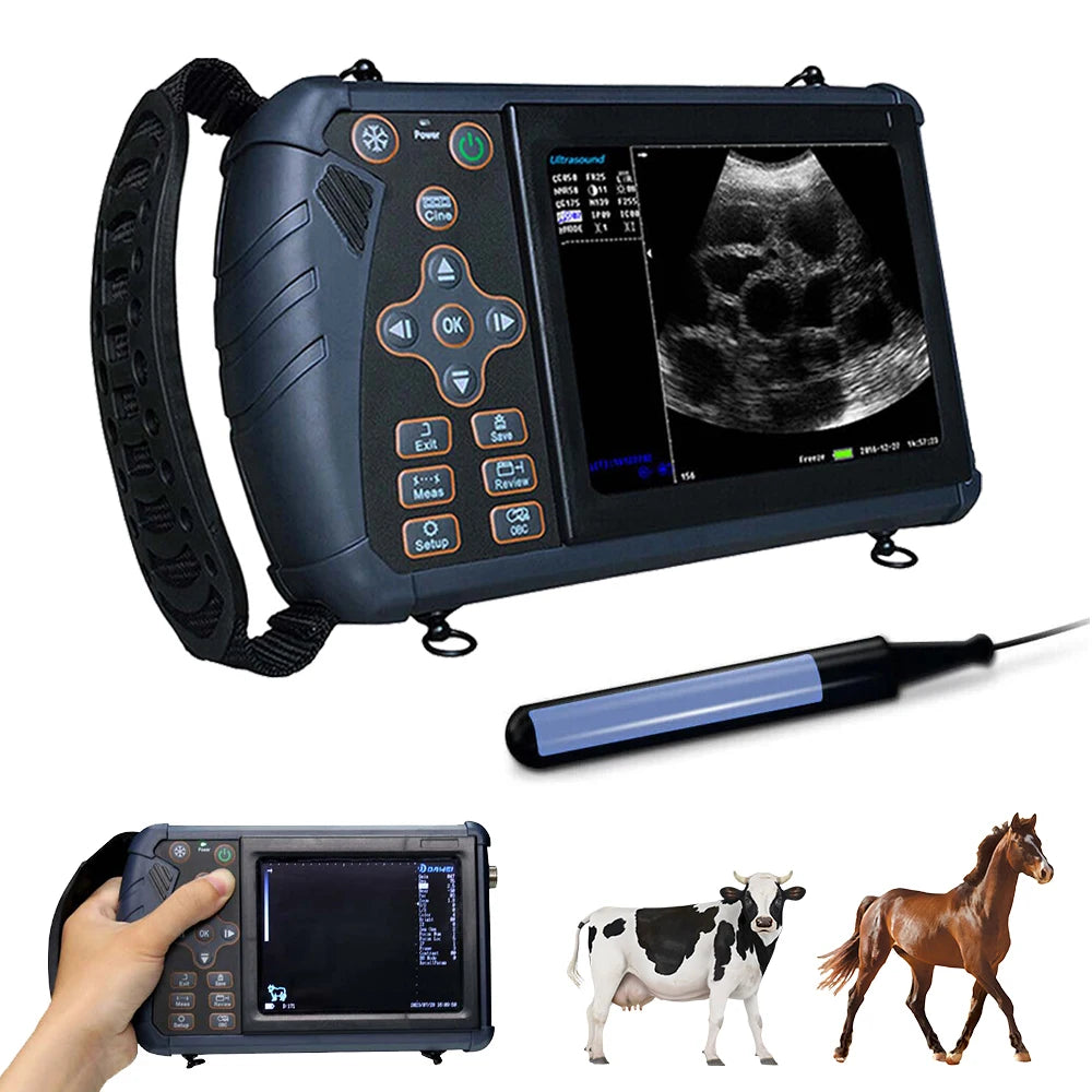Portable Veterinary Ultrasound Machine Handheld Vet Pregnancy B-Ultra Scanner with 6.5MHz Rectal Probe for Horse Cow