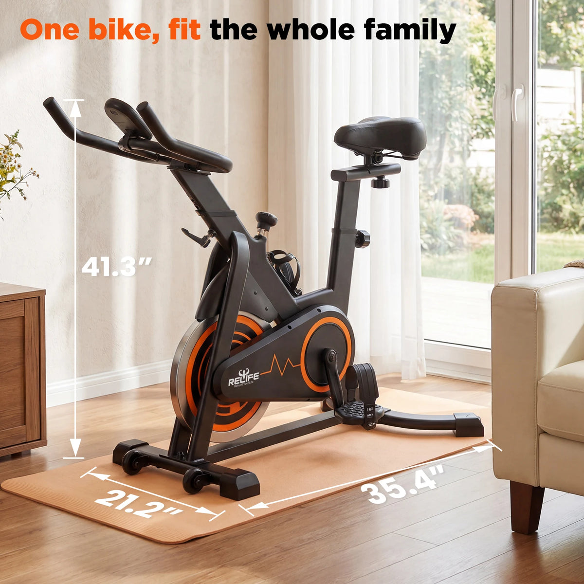 Belt Drive Stationary Bike Adjustable Resistance LCD Monitor Tablet Holder