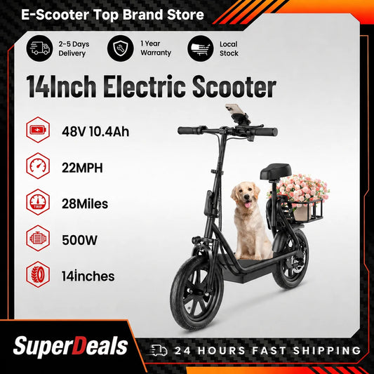 Electric Scooter For Adults Folding 500W Motor Dual Suspension 22MPH