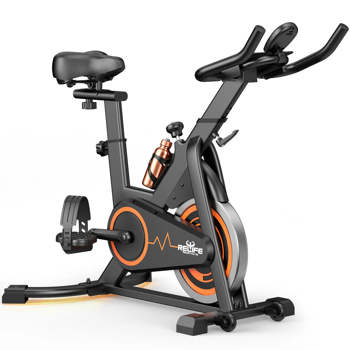 Belt Drive Stationary Bike Adjustable Resistance LCD Monitor Tablet Holder