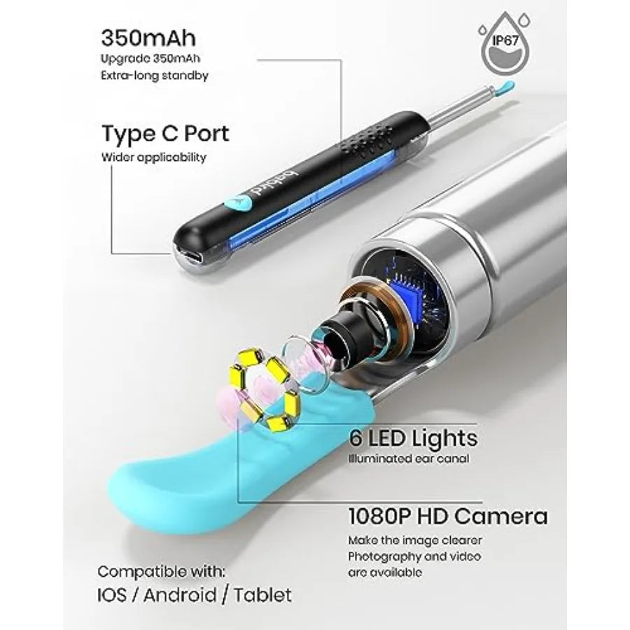 BEBIRD R1 Wax Removal Tool for Ear - Spade Ear Canal Cleaner with Camera 1080P Earscope, Wax Remove Ear Picker with Vari Replac
