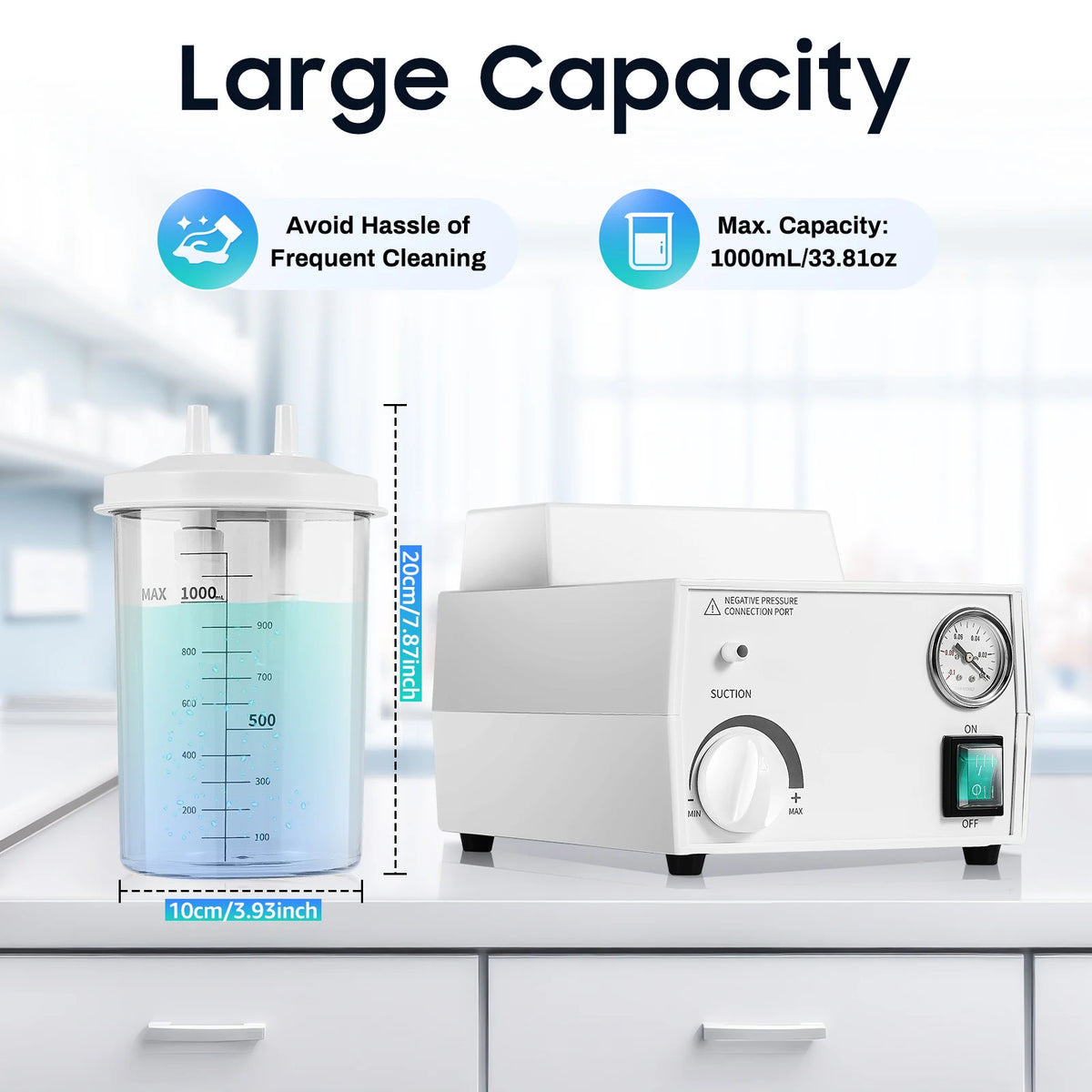 Medical Suction Machine, Portable Phlegm Aspirator for Hospital & Home Care,Mucus Suction PumpOral Throat Secretion Removal