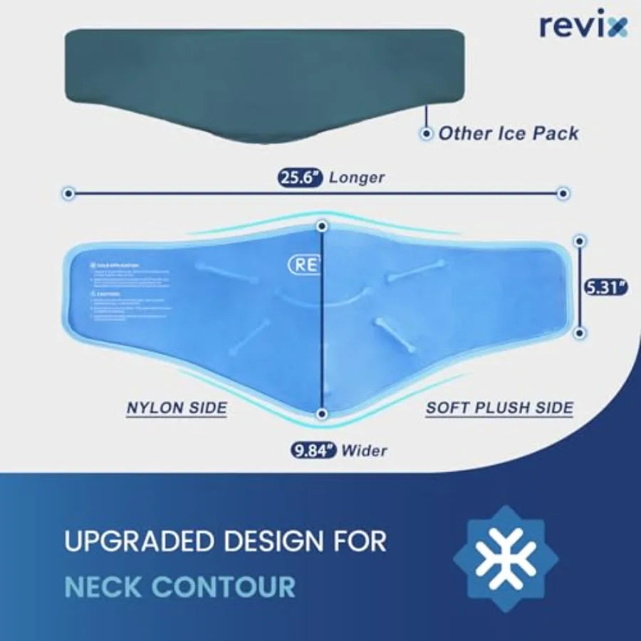 Neck Ice Pack Wrap Reusable Hot Cold Gel Pack for Neck and Shoulder, Large Flexible Design with Soft Plush Lining, Cervical Gel
