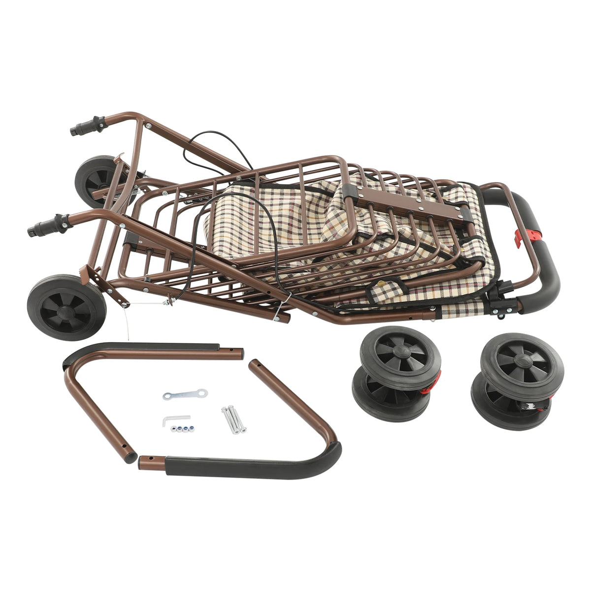 Foldable Rolling Walker with Seat for Seniors Storage Cart for Olders with Seat