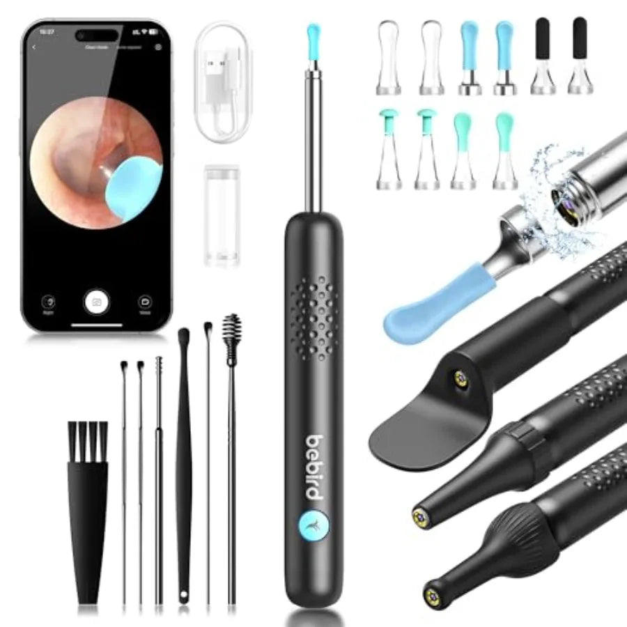 BEBIRD R1 Wax Removal Tool for Ear - Spade Ear Canal Cleaner with Camera 1080P Earscope, Wax Remove Ear Picker with Vari Replac
