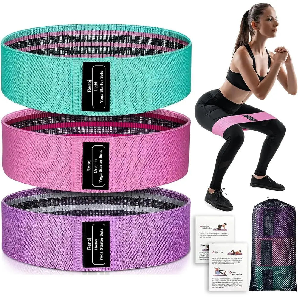 3-Set Proportional Resistance Bands for Fitness, Pilates, Yoga, Home Gym, Lower Body Training | Suitable for All Strength Levels