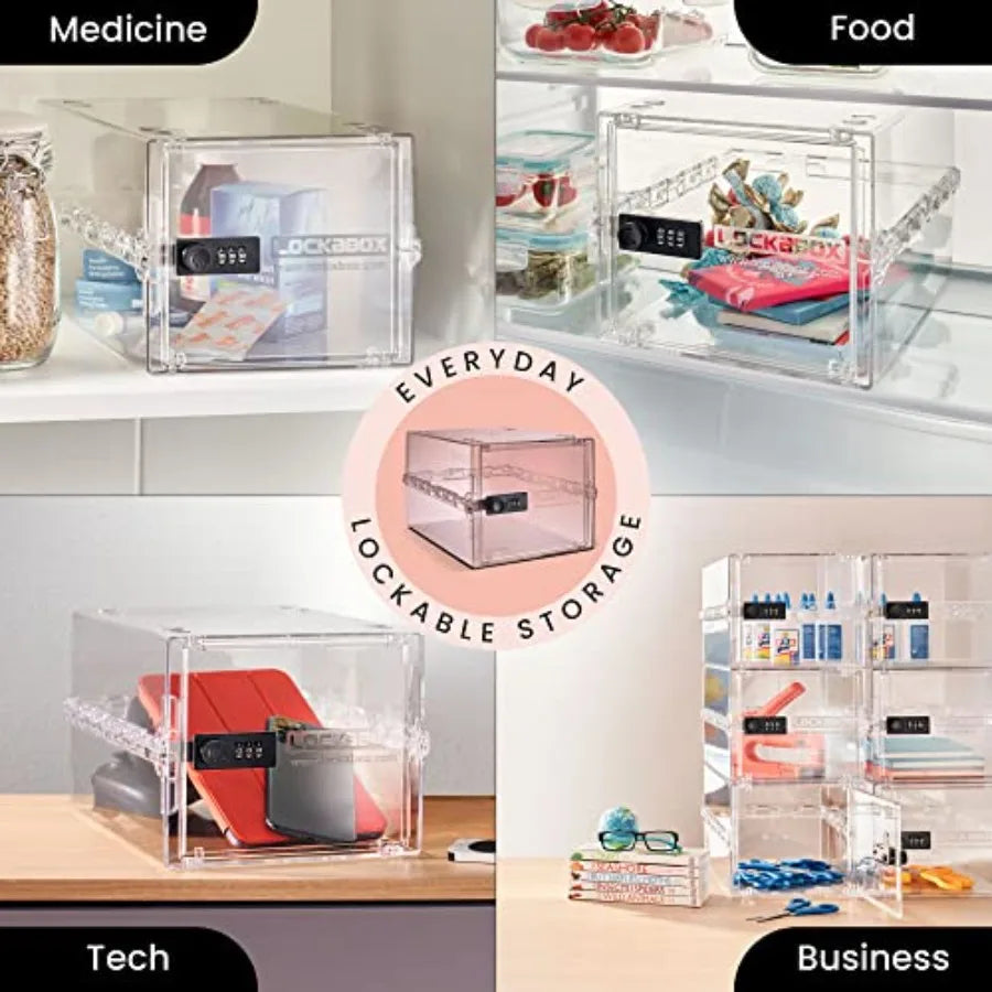 One™ Premium Lock Box Medium Combination Lock Box For Food, Medicine and Home Safety External Size 12 x 8 x 6.6 Inch