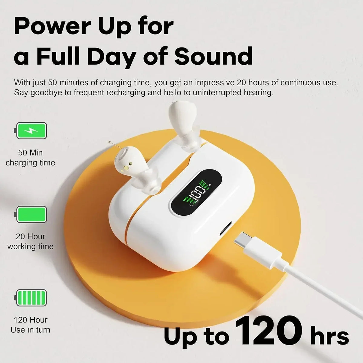 Rechargeable Invisible CIC Hearing Aid With Automatic Noise Reduction