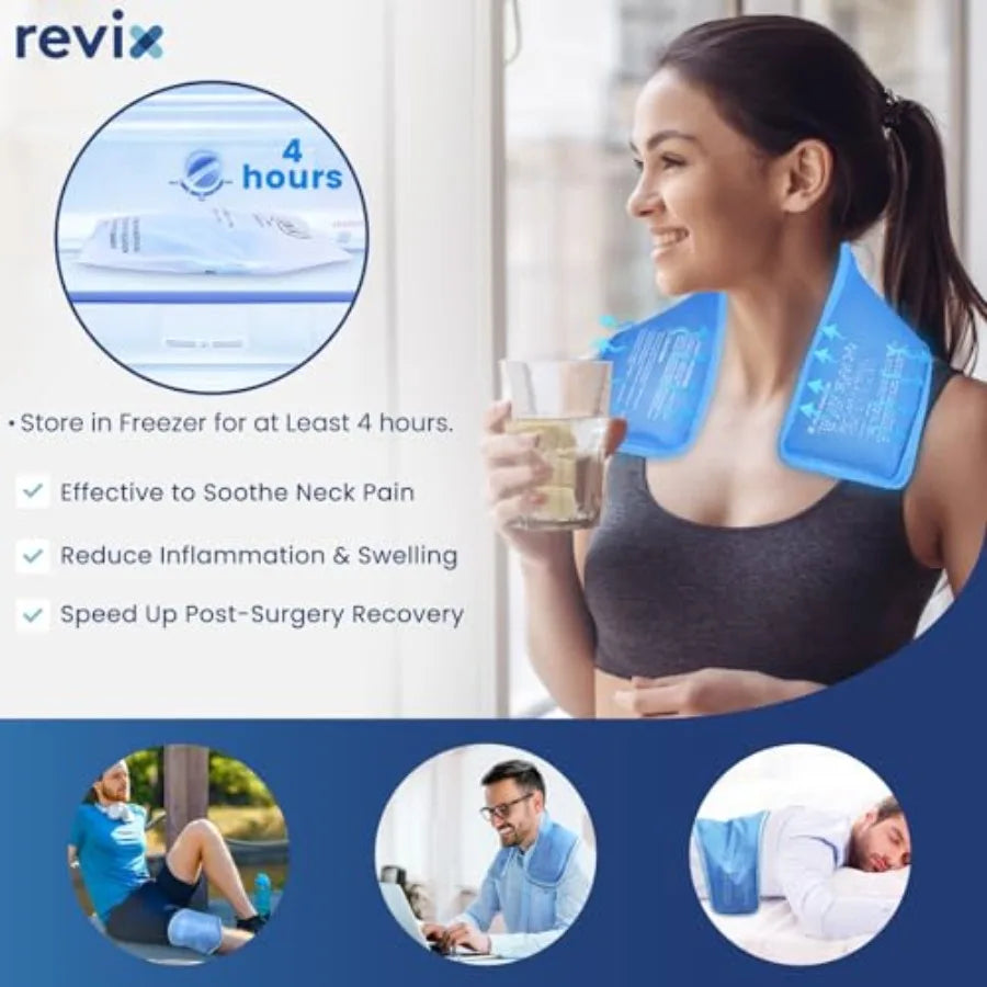 Neck Ice Pack Wrap Reusable Hot Cold Gel Pack for Neck and Shoulder, Large Flexible Design with Soft Plush Lining, Cervical Gel