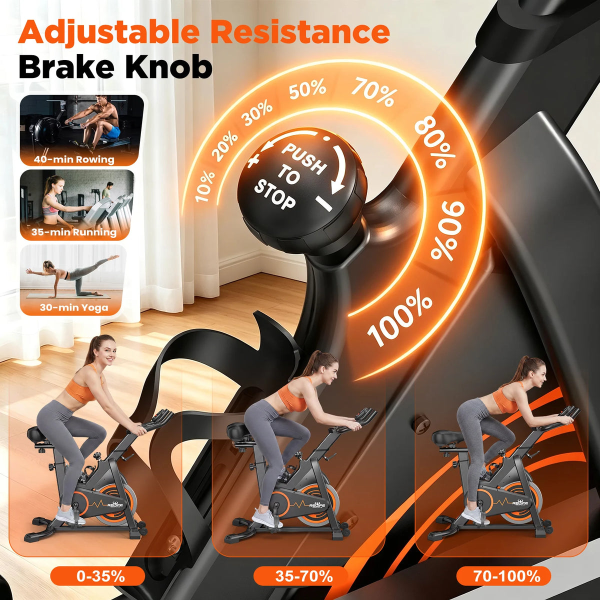 Belt Drive Stationary Bike Adjustable Resistance LCD Monitor Tablet Holder