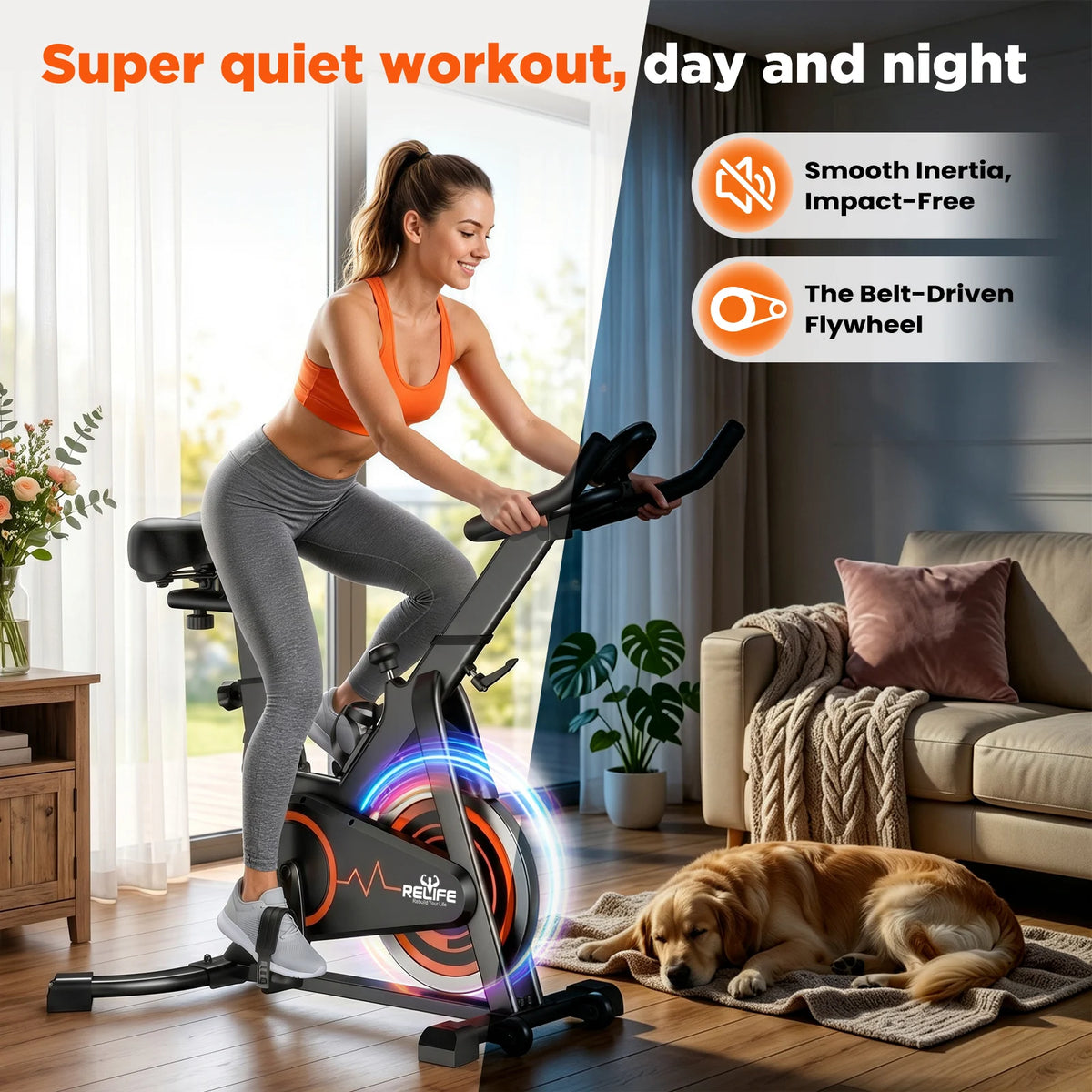 Belt Drive Stationary Bike Adjustable Resistance LCD Monitor Tablet Holder