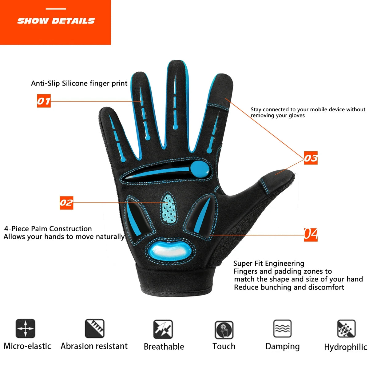 Racing Gloves Breathable MTB Road Cycling Touchscreen Unisex