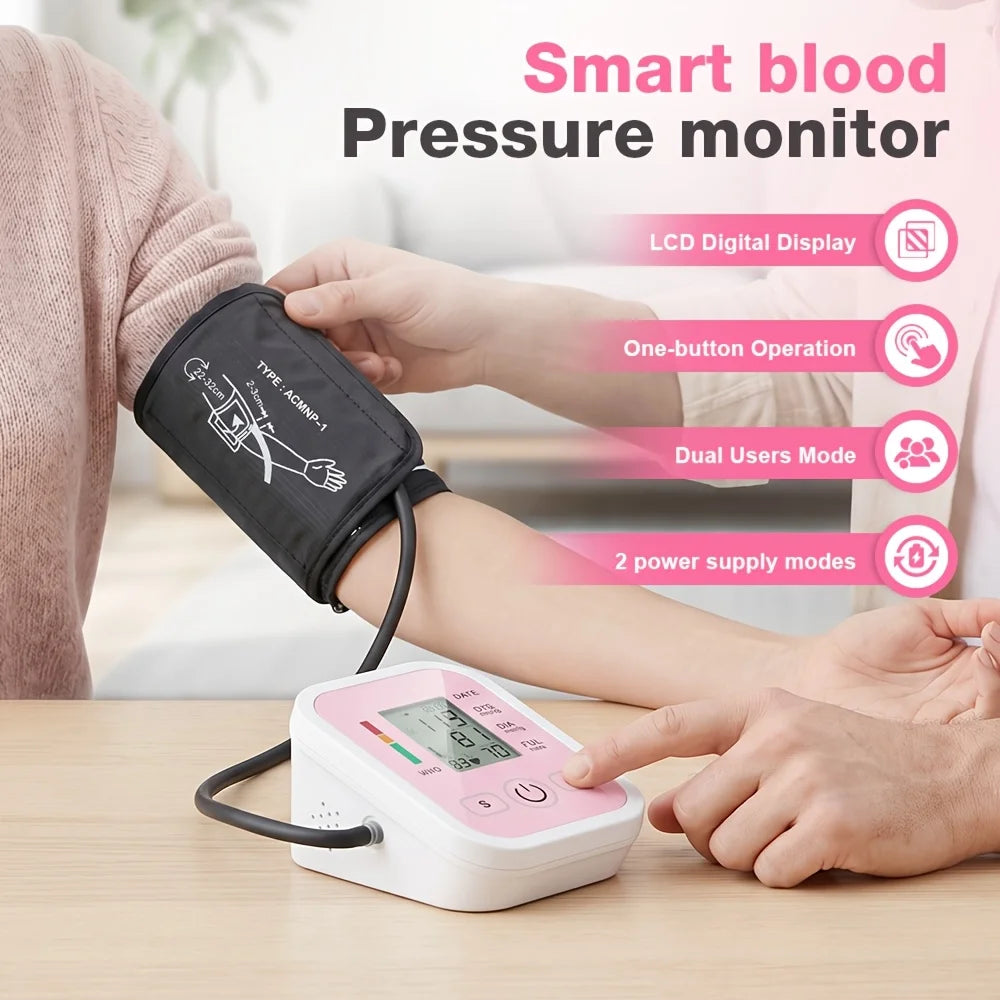 Digital Upper Arm Blood Pressure Monitor With Heart Rate Display