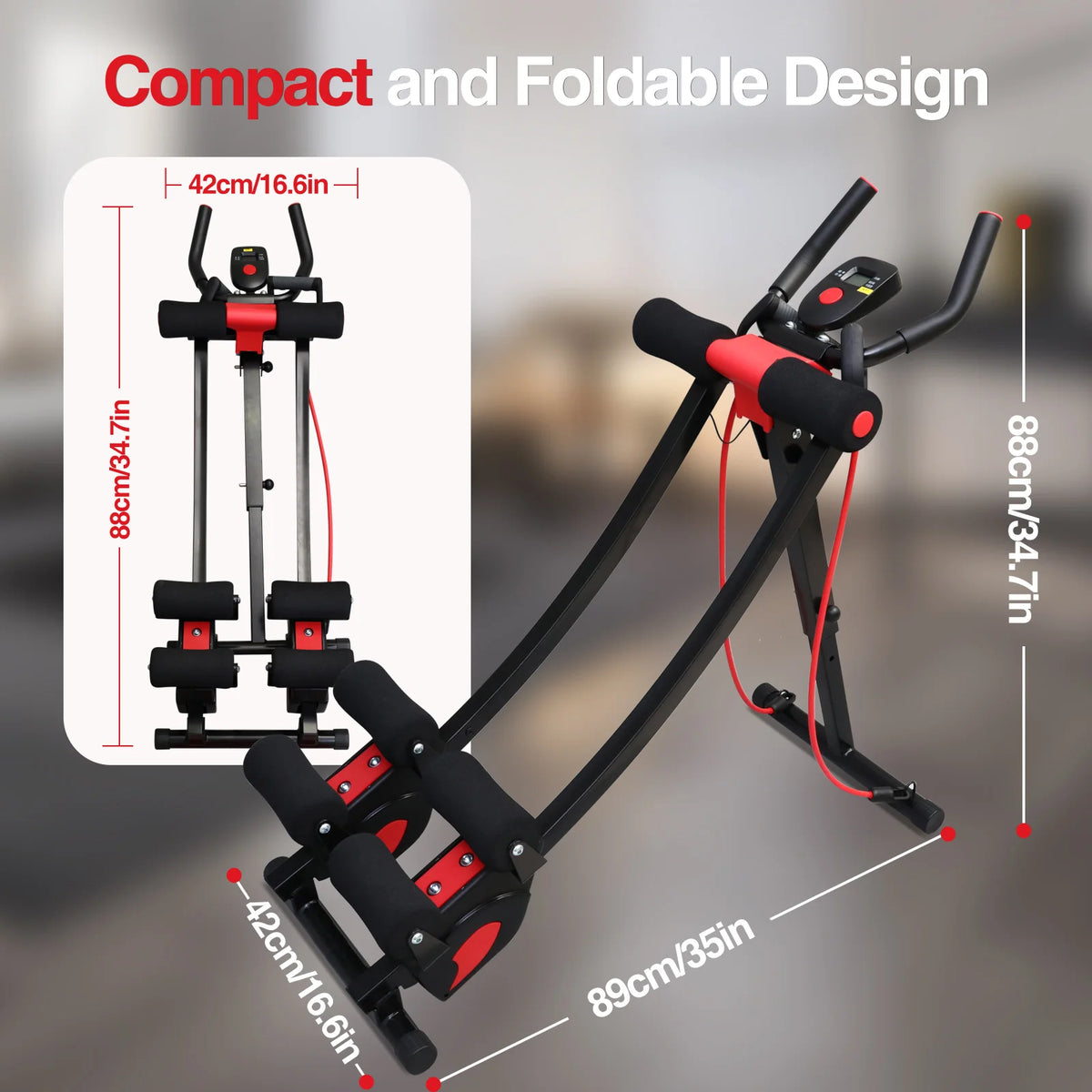 Abdominal Curling Exercise Machine Dual Track Foldable Home Gym Trainer