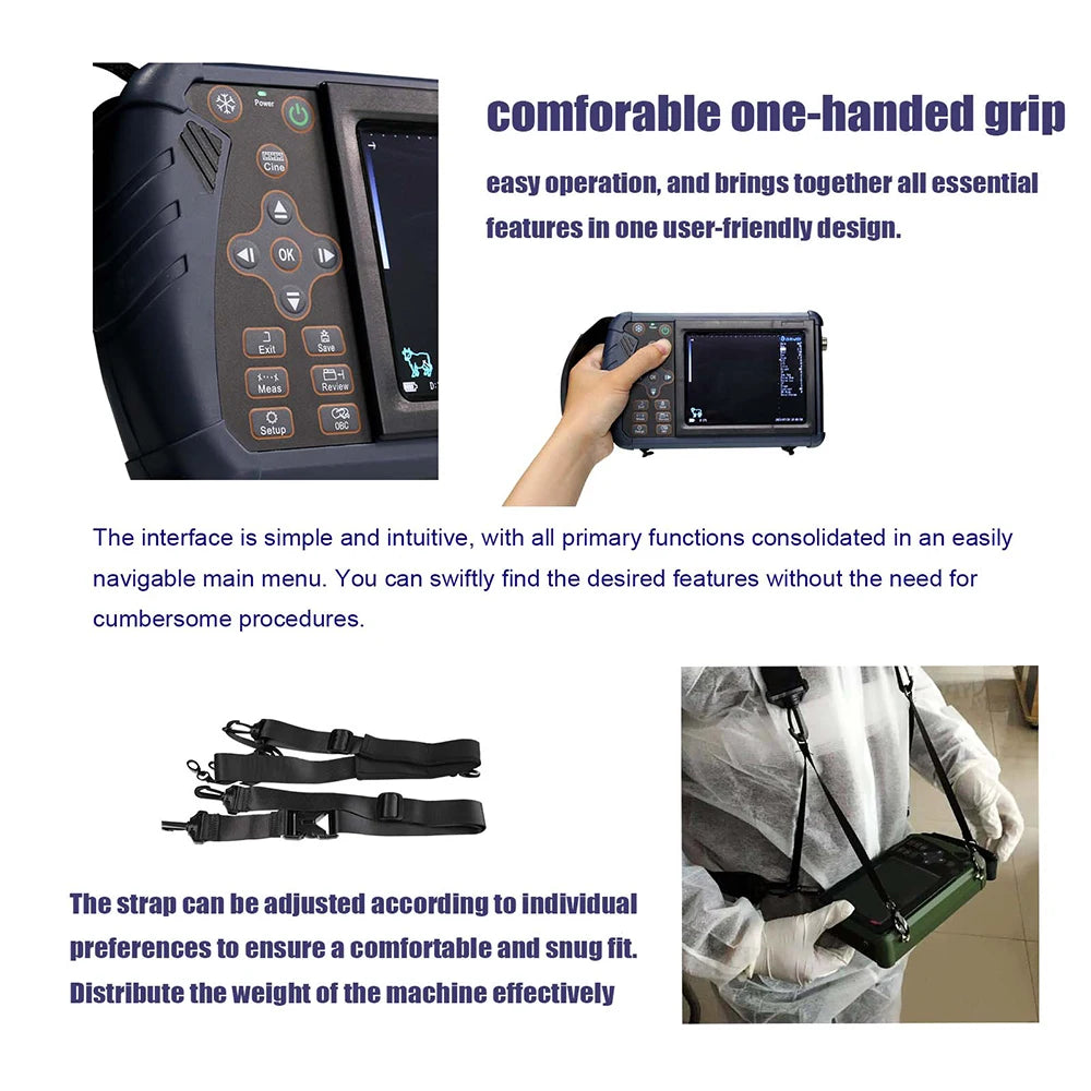 Portable Veterinary Ultrasound Machine Handheld Vet Pregnancy B-Ultra Scanner with 6.5MHz Rectal Probe for Horse Cow