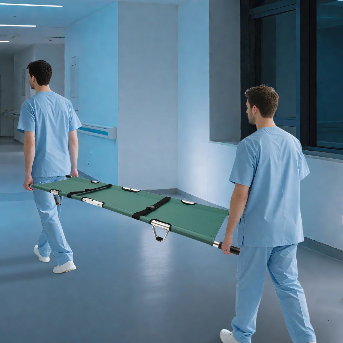 Foldable Medical Emergency Stretcher Portable Patient Transport Stretcher with Safety Belts 350LBS Capacity