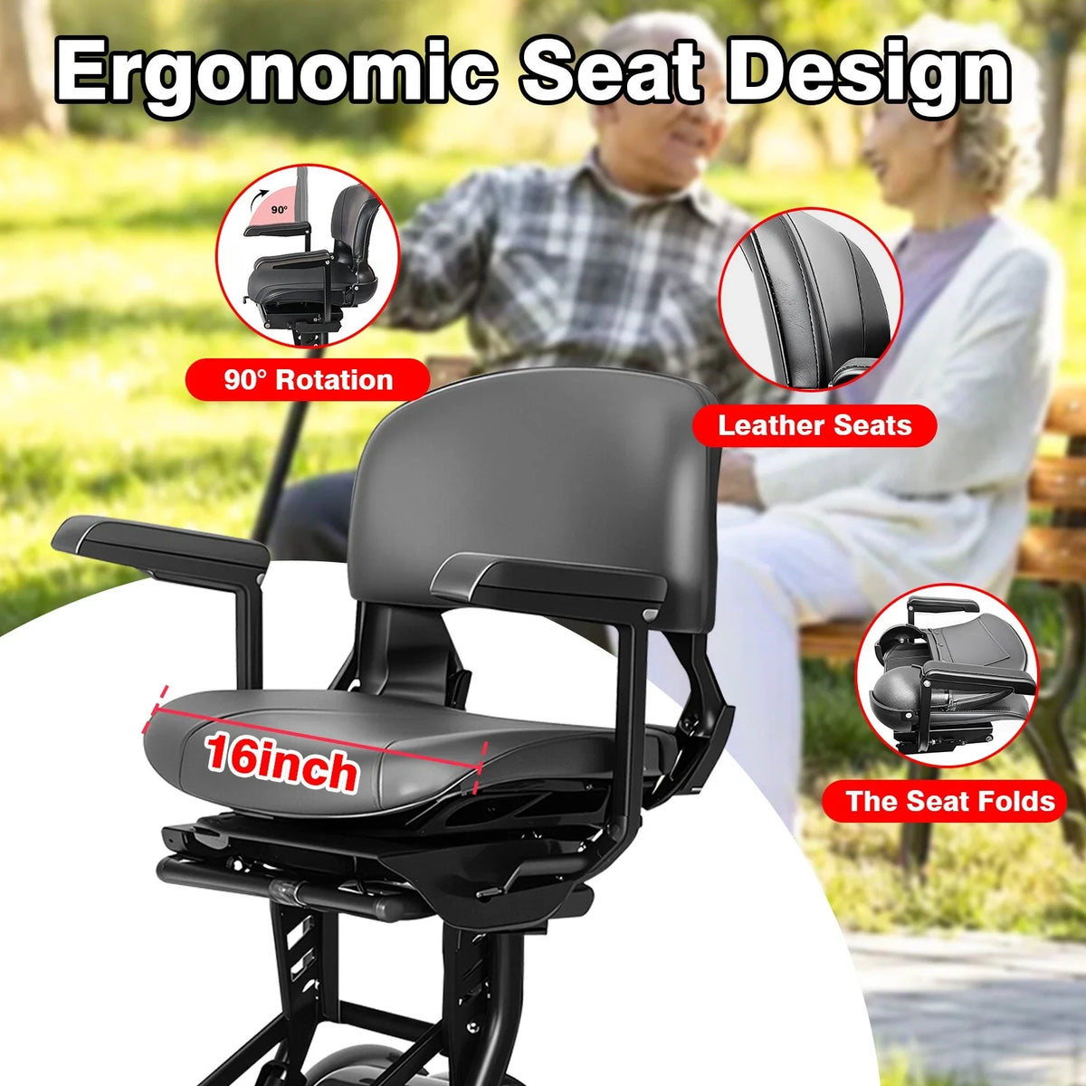 LELEKUAI Folding 4-Wheel Mobility Scooter For Seniors And Adults
