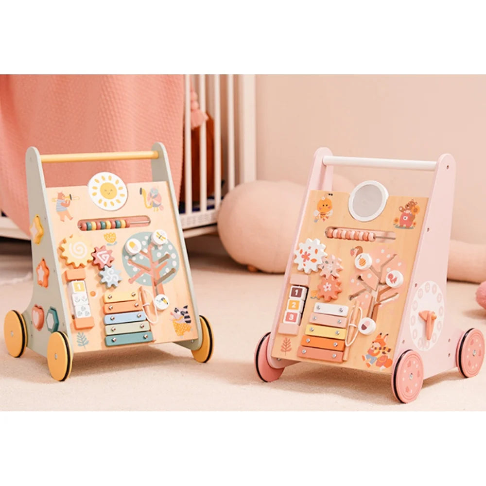 Robotime Robud Wooden Baby Walker with Wheels Montessori Push Toys for Babies Learning to Walk Baby Walkers Activity Center