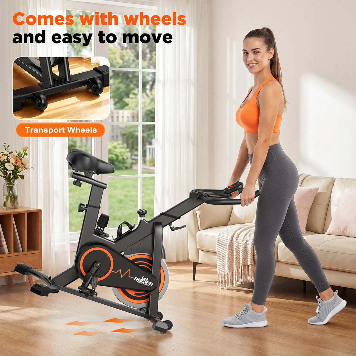 Belt Drive Stationary Bike Adjustable Resistance LCD Monitor Tablet Holder