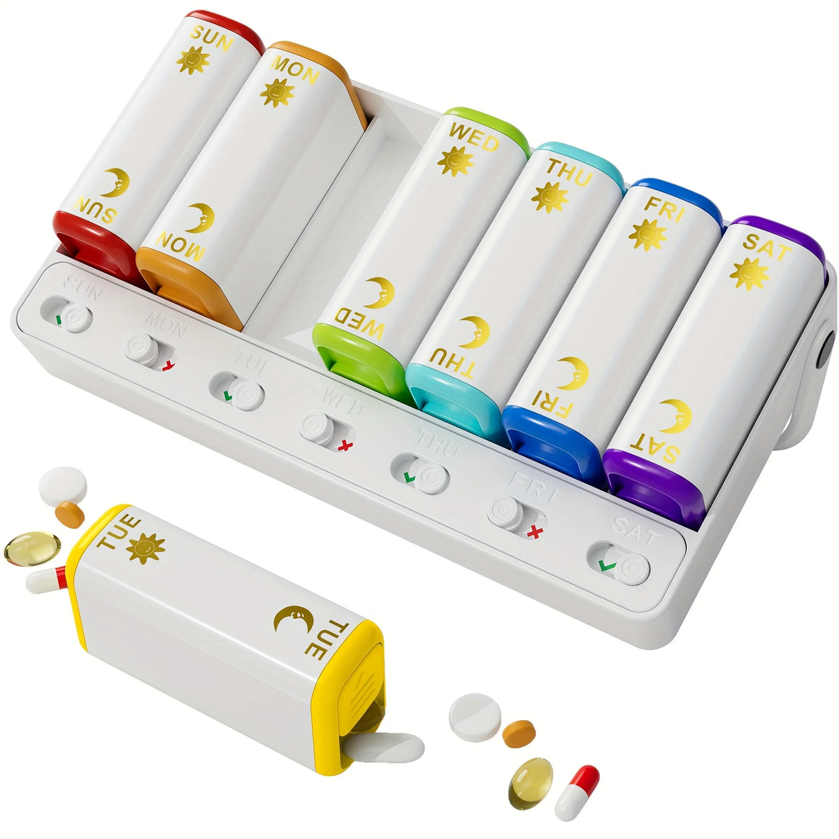 Weekly Pill Organizer Two Time a Day, 7 Day Travel Pill Box, Daily Medicine Organizer, AM&PM Portable Pill Case