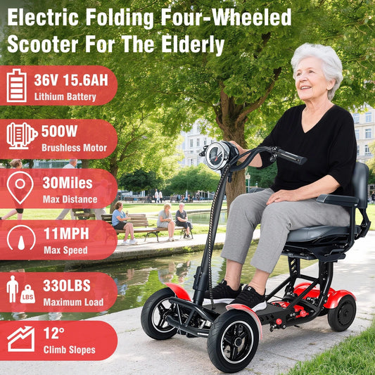LELEKUAI Folding 4-Wheel Mobility Scooter For Seniors And Adults