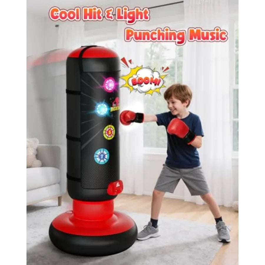Punching Bag Boxing Set With Scoring And Music Inflatable