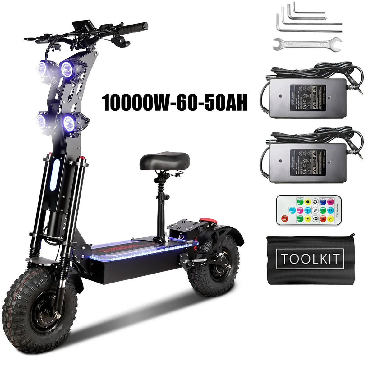 Toursor 10000W Dual Motor Electric Scooter 72V 40Ah LCD Foldable Range 120km