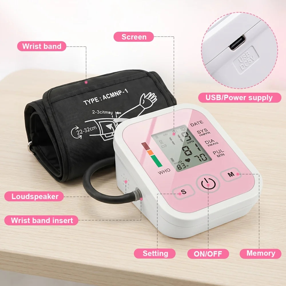 Digital Upper Arm Blood Pressure Monitor With Heart Rate Display