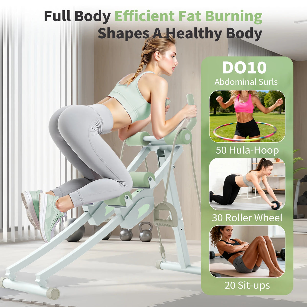 Abdominal Curling Exercise Machine Dual Track Foldable Home Gym Trainer
