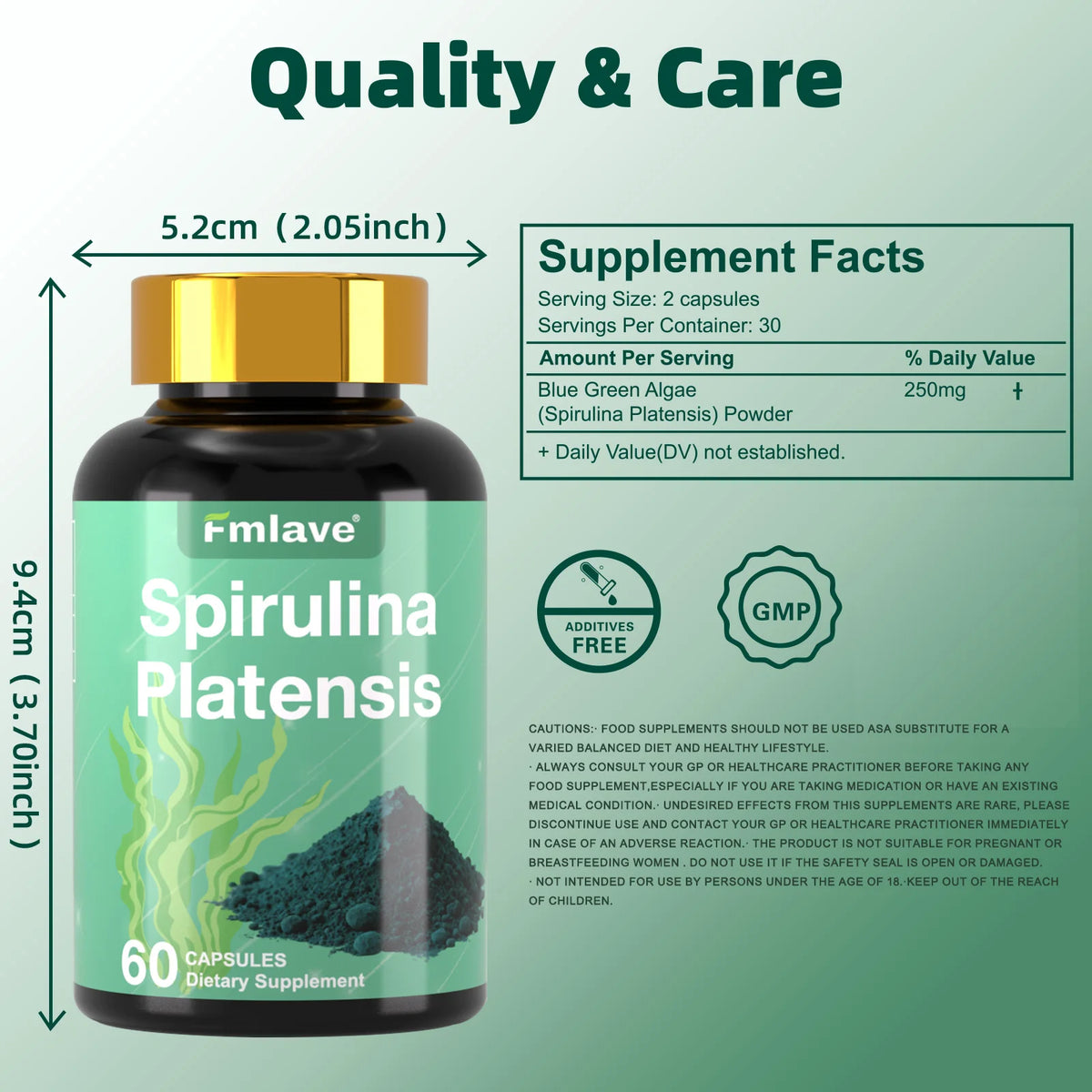 FMLAVE Organic Spirulina Blue Green Algae Supplement Energy Support